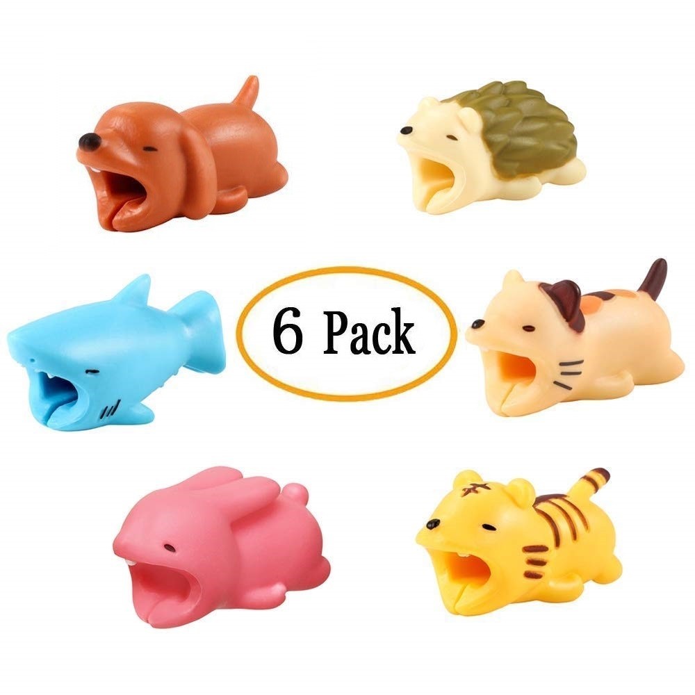Cute Animal Bites Cable Protector Cable Buddies Compatible with iPhone iPad  Charging Cables Cords, Data Line Protection Cable Bite Protector Cord Saver  (6 Pack)-DDLUCK