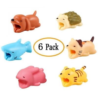 Cute Animal Bites Cable Protector Cable Buddies Compatible with iPhone iPad Charging Cables Cords, Data Line Protection Cable Bite Protector Cord Saver (6 Pack)